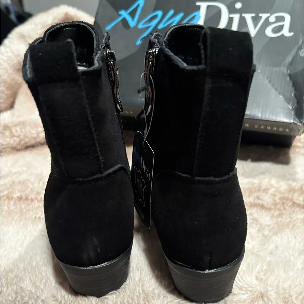Aqua Diva Darie water resistant suede black granny boots